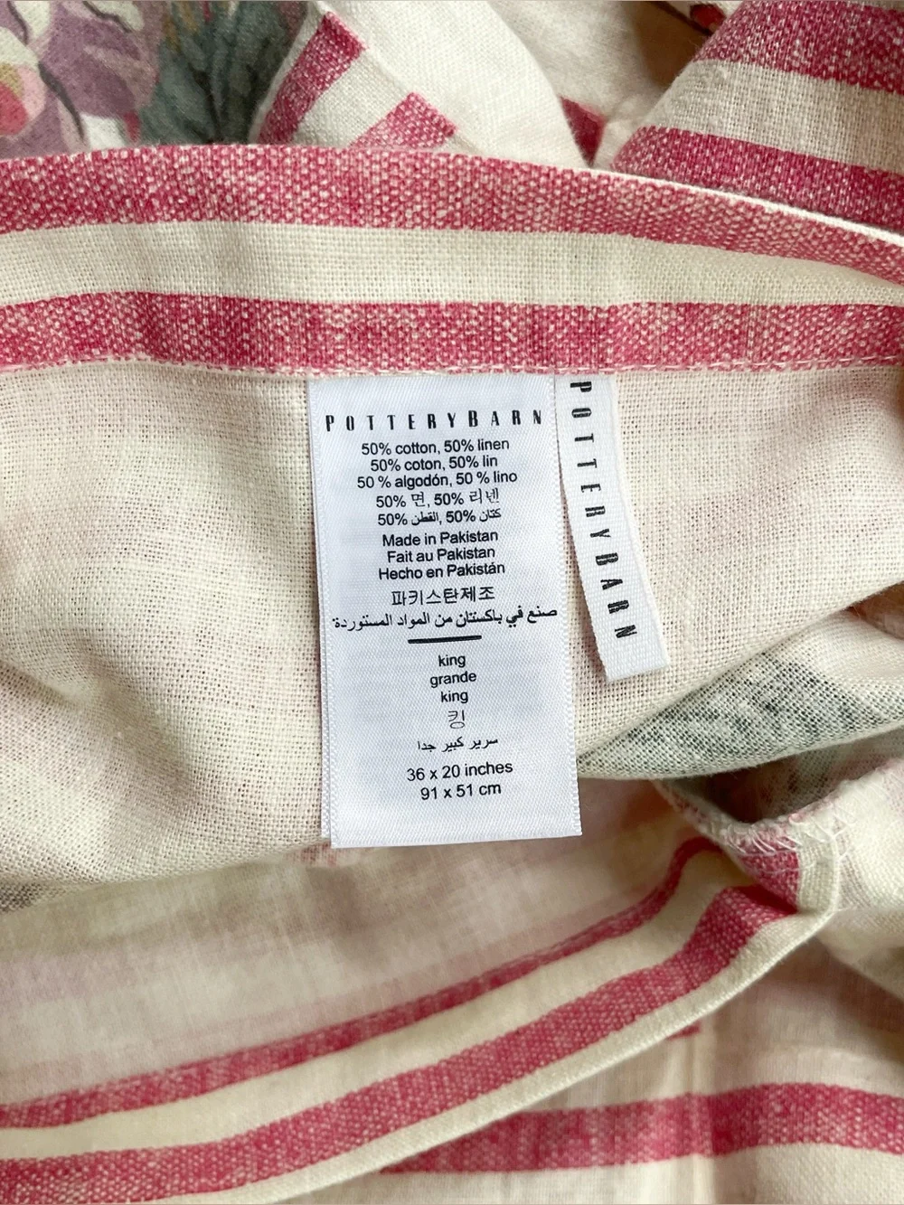 Pottery Barn Elia Floral Reversible Cotton Linen King Shams, Set of 2